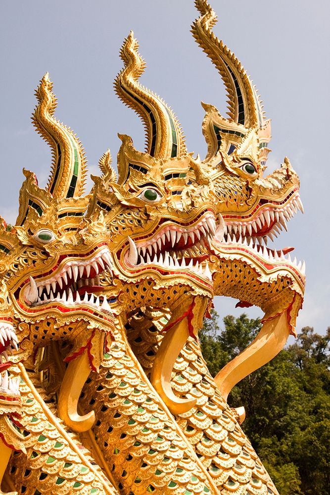 Thailand Golden dragons at a temple